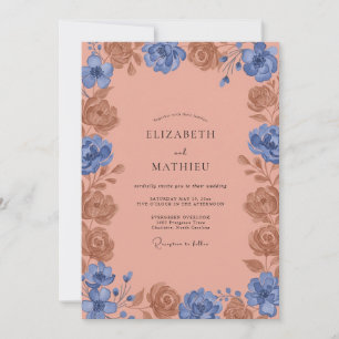 Invitation Mariage aux Pivoines d'Argile Pervenche
