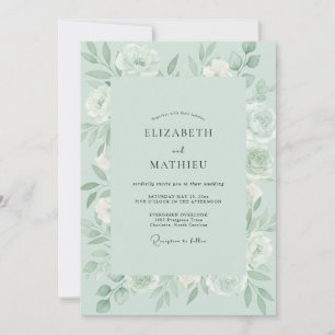 Invitation Mariage aux Pivoines de Mousse de Mer