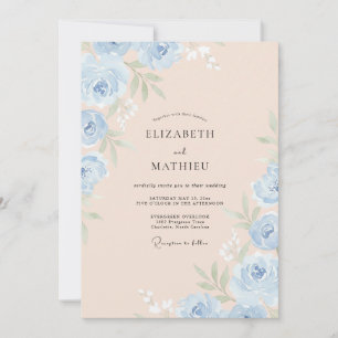 Invitation Mariage aux Pivoines et Bleuet de Champagne