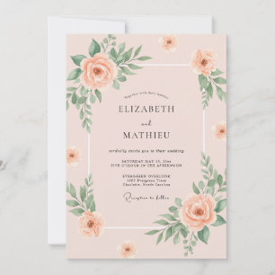 Invitation Mariage aux Pivoines et Champagne Chaud