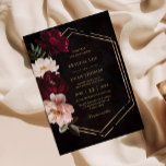 Invitation Mariage aux Pivoines Florales Rose Pâle et Bourgog<br><div class="desc">Personnalisez facilement et rapidement ce faire-part de mariage élégant. Cliquez simplement sur le bouton Modifier à l'aide des outils de conception pour modifier le texte, changer les polices et les couleurs des polices. Présentant de belles fleurs de pivoine réalistes de couleur bourgogne et rose pâle sur un fond sombre et...</div>