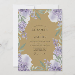Invitation Mariage aux Pivoines Lilas Ambre