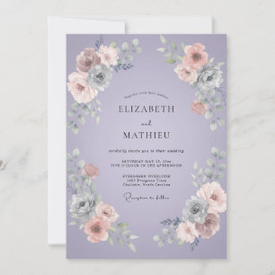 Invitation Mariage aux Pivoines Lilas Poussiéreuses