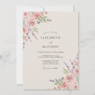 Invitation Mariage aux Pivoines Orchidées Poussiéreuses