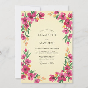 Invitation Mariage aux Pivoines Peintes en Magenta