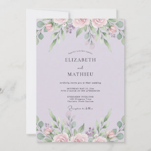 Invitation Mariage aux Pivoines Poussiéreuses de Lilas
