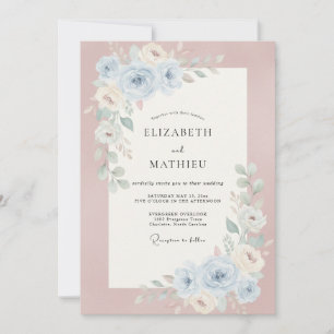 Invitation Mariage aux Pivoines Rose Poussiéreux