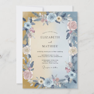 Invitation Mariage aux Pivoines Rose Tendre Ciel