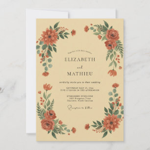 Invitation Mariage aux Pivoines Terracotta Chaudes