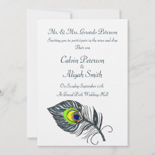 Invitation Mariage aux plumes de paon