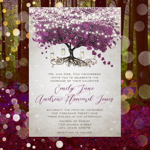 Invitation Mariage aux pots Mason violets radieux