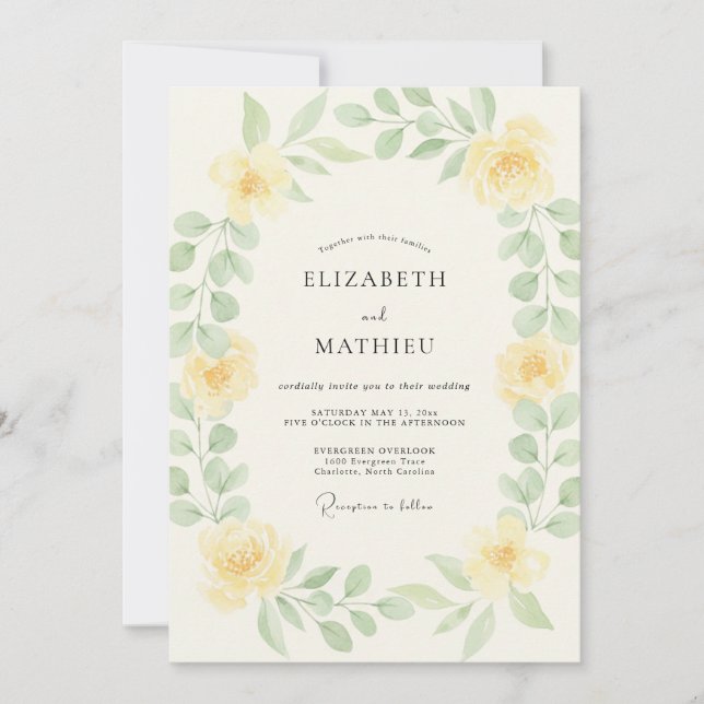 Invitation Mariage aux Ranunculus Beurre Feuillus (Devant)