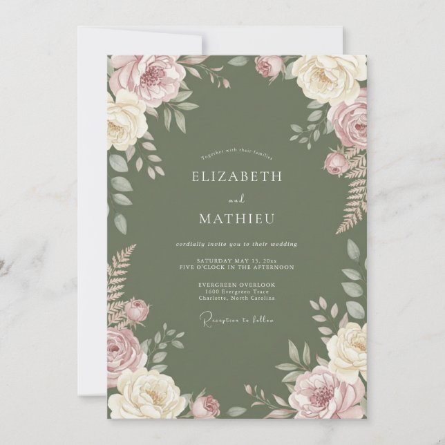 Invitation Mariage aux Ranunculus Lilas Mauve Mousse (Devant)