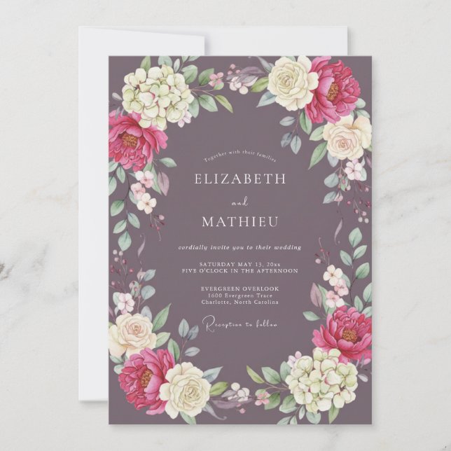 Invitation Mariage aux Ranunculus Orchidée Poussiéreuse (Devant)
