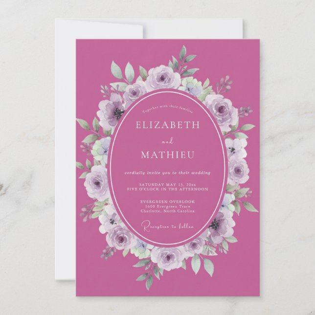 Invitation Mariage aux Ranunculus Orchidées (Devant)