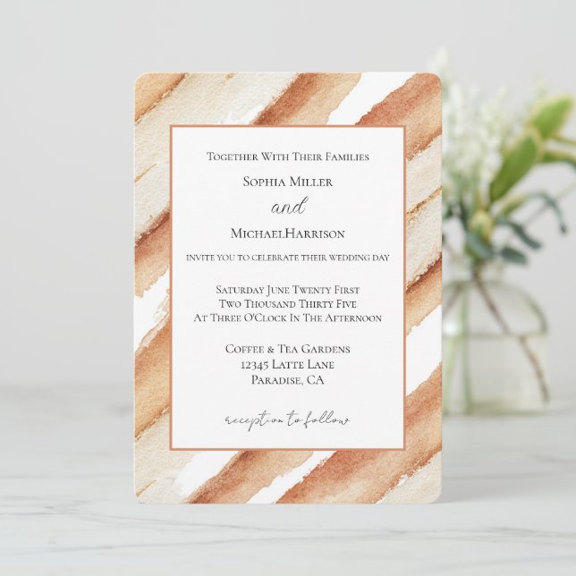 Invitation Mariage aux Rayures de Latte de Citrouille (Debout devant)