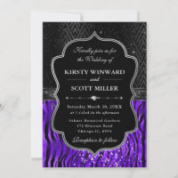 Mariage aux rayures de tigre noir violet glamour