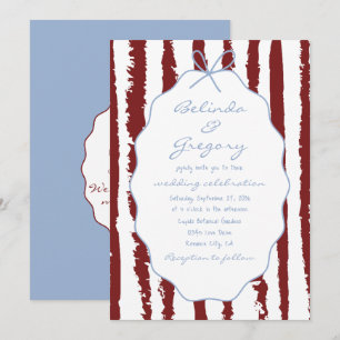 Invitation Mariage aux rayures fantaisistes manuscrites et pe