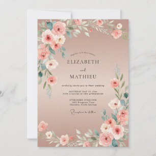 Invitation Mariage aux Renoncules Roses