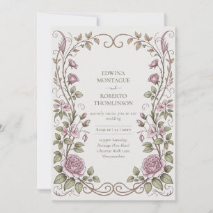 Invitation Mariage aux Roses Botaniques Victoriennes Héritage