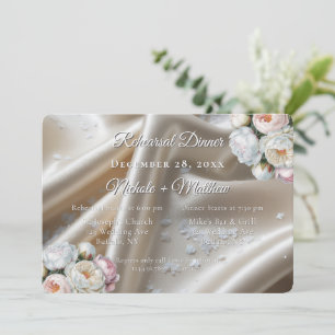 Invitation Mariage aux Roses de Satin Blanc