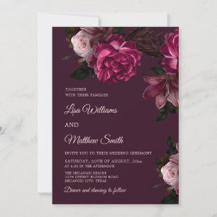 Invitation Mariage aux roses dessinées à la main Dark Romanti
