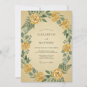 Invitation Mariage aux Roses Jaunes Peintes