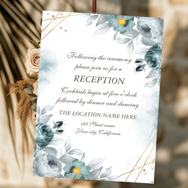 Invitation Mariage aux Roses Vert Menthe Aquarelle (Créateur téléchargé)