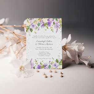 Invitation Mariage aux Roses Violettes Lilas et Lavande 