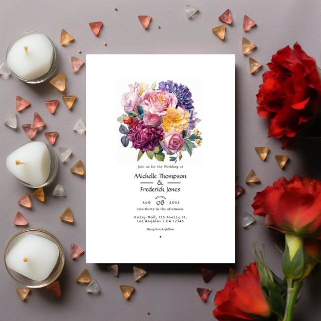 Invitation Mariage aux tons de bijoux et floraux verts (Créateur téléchargé)