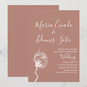 Invitation Mariage aux tons terreux de florales dessinées à l