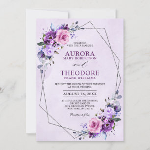 Invitation Mariage aux tons violets Lilac rose vif