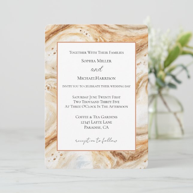 Invitation Mariage aux Tourbillons de Latte de Citrouille (Debout devant)
