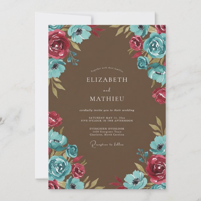 Invitation Mariage aux vignes au chocolat framboise (Devant)