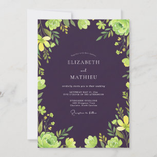 Invitation Mariage aux vignes chartreuse et prune