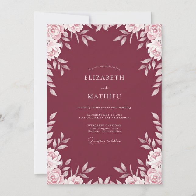 Invitation Mariage aux vignes de Bourgogne (Devant)