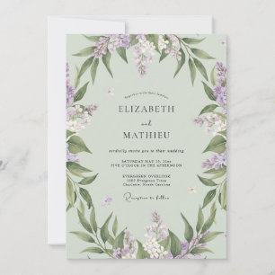 Invitation Mariage aux vignes de lilas et de menthe