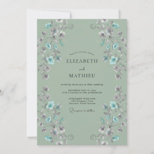 Invitation Mariage aux vignes de lilas sauge