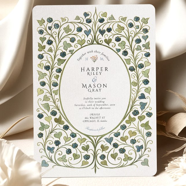 Invitation Mariage aux vignes de mûres Arts & Crafts (Créateur téléchargé)