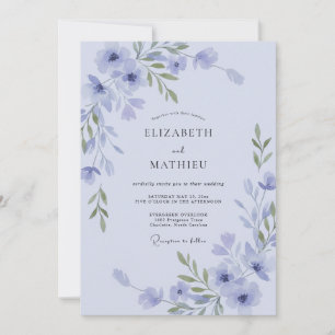Invitation Mariage aux Vignes Douces Lilas et Pervenche