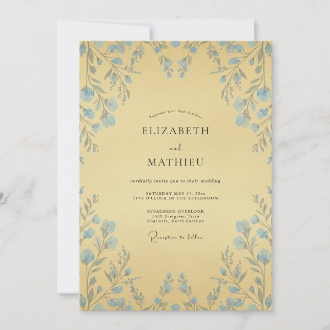 Invitation Mariage aux Vignes Jaune Beurré (Devant)