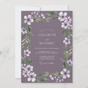 Invitation Mariage aux Vignes Peintes de Lilas Profond