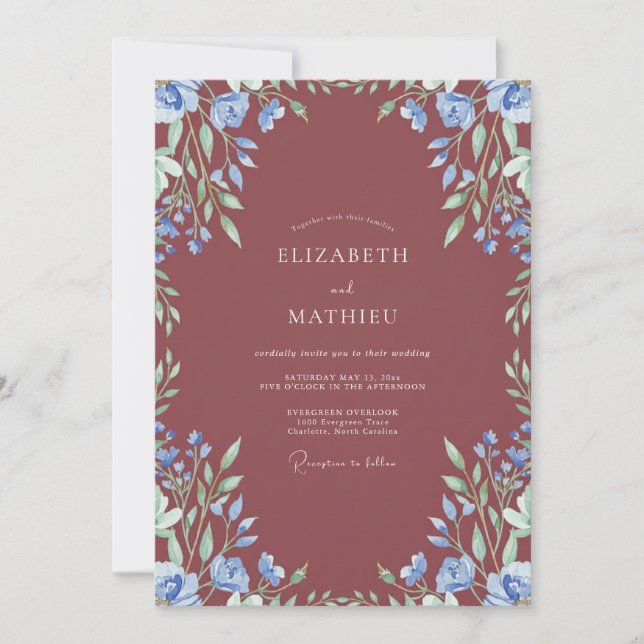Invitation Mariage aux vignes peintes en rouille (Devant)