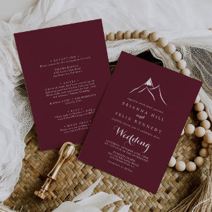Invitation Mariage avant et arrière de la Montagne Silhouette