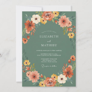 Invitation Mariage avec accent floral vert