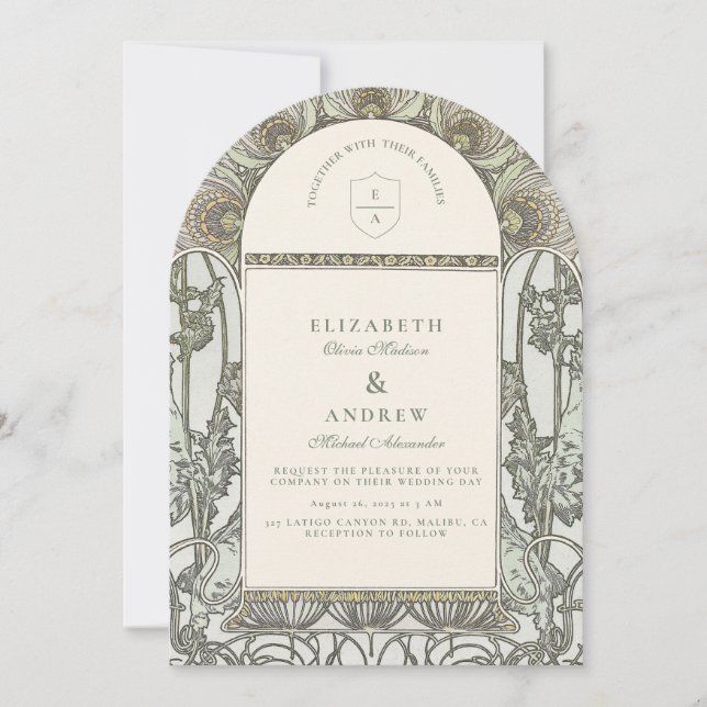 Invitation Mariage avec Arche Botanique Européenne (Devant)