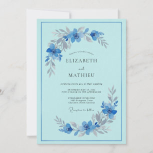 Invitation Mariage avec Arche Florale Bleu Ciel