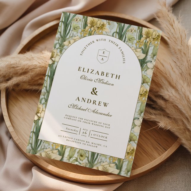 Invitation Mariage avec Arche Florale Vert Sauge (Créateur téléchargé)