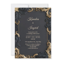 Mariage avec Bordure Filigrane Dorée de Minuit