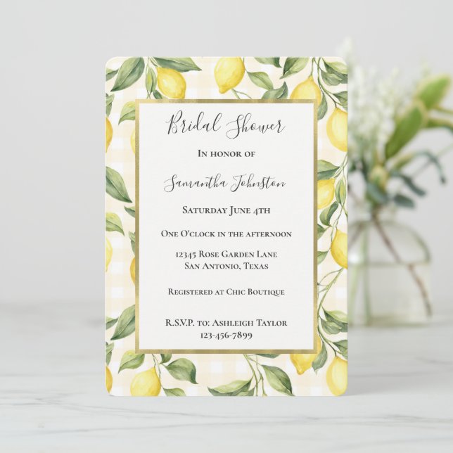 Invitation Mariage avec des citrons jaunes frais (Debout devant)